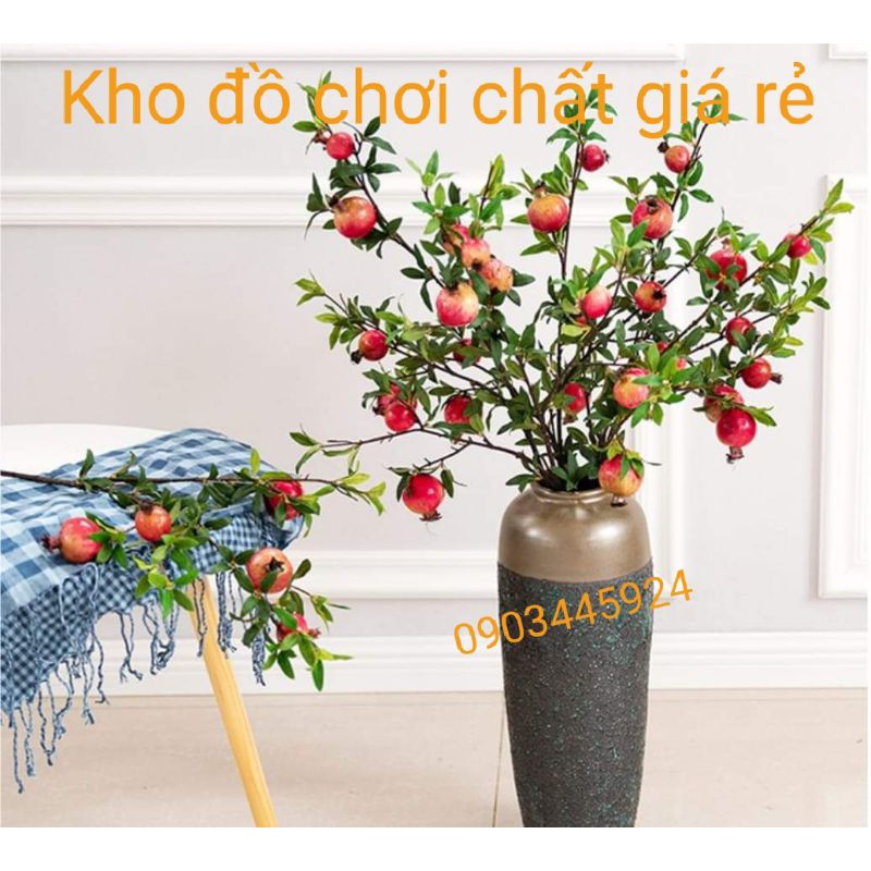 Cành lựu cao cấp 5 quả cao 85cm-Quả giả