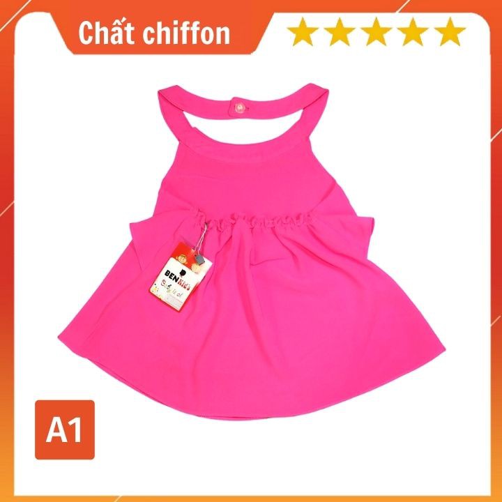 Áo bé gái kiểu yếm thêu hoa 8-21kg. Chất liệu chiffon cao cấp, vải mềm mịn, nữ tính - Tomchuakids.
