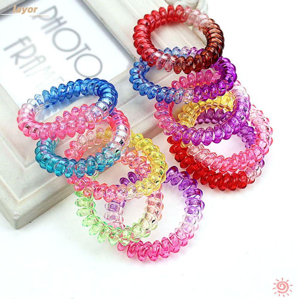 Set 10 Dây Điện Thoại Cột Tóc Đuôi Ngựa Bằng Cao Su Đàn Hồi Mới