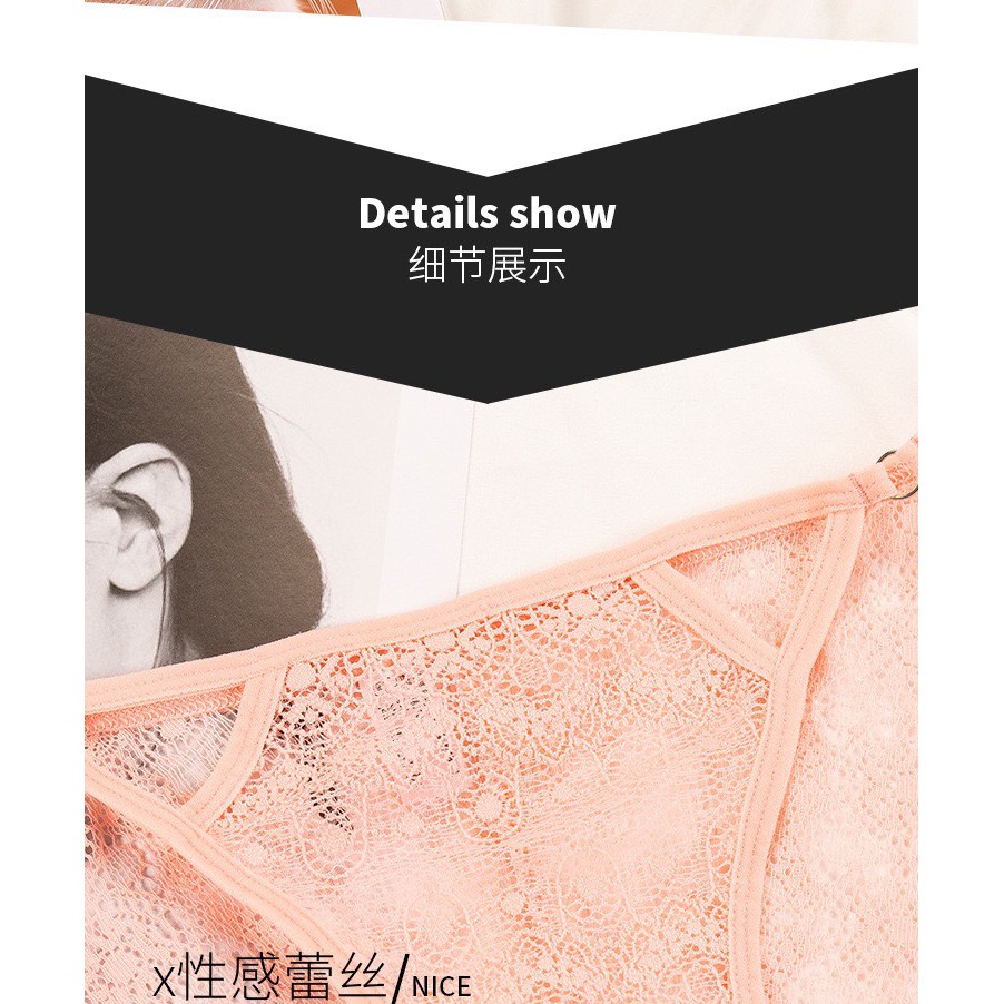 Quần Lót Ren Nữ xuất âu cao cấp một mảnh viền bèo thiết kế ren phối hoa Mẫu 802
