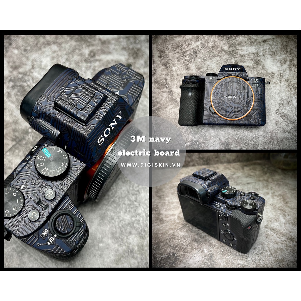 Miếng dán 3M cho máy ảnh - Hình vân nổi Navy Electric - Sử dụng cho body Sony / Canon/ Nikon Mirroless