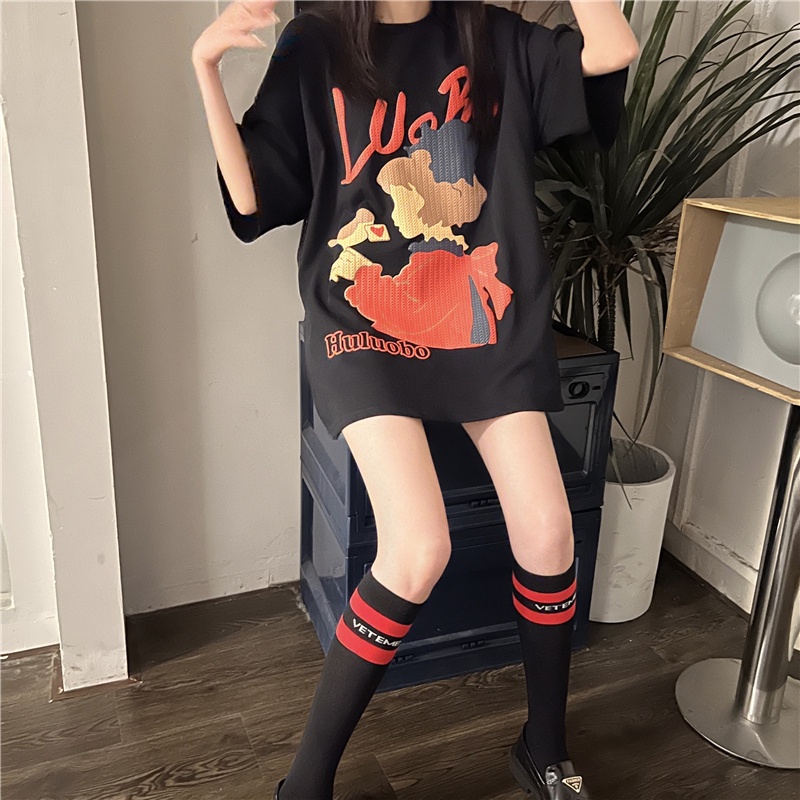 Áo Thun Cotton Tay Ngắn Dáng Rộng Màu Trơn Thời Trang Mùa Hè Cho Nữ