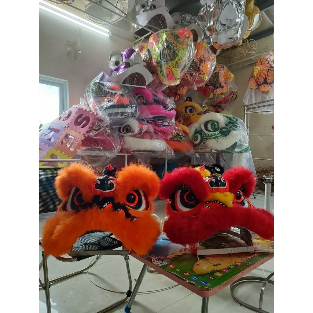 Đầu lân mini size 75cm khung mây, cho em bé chơi hoặc trưng bày