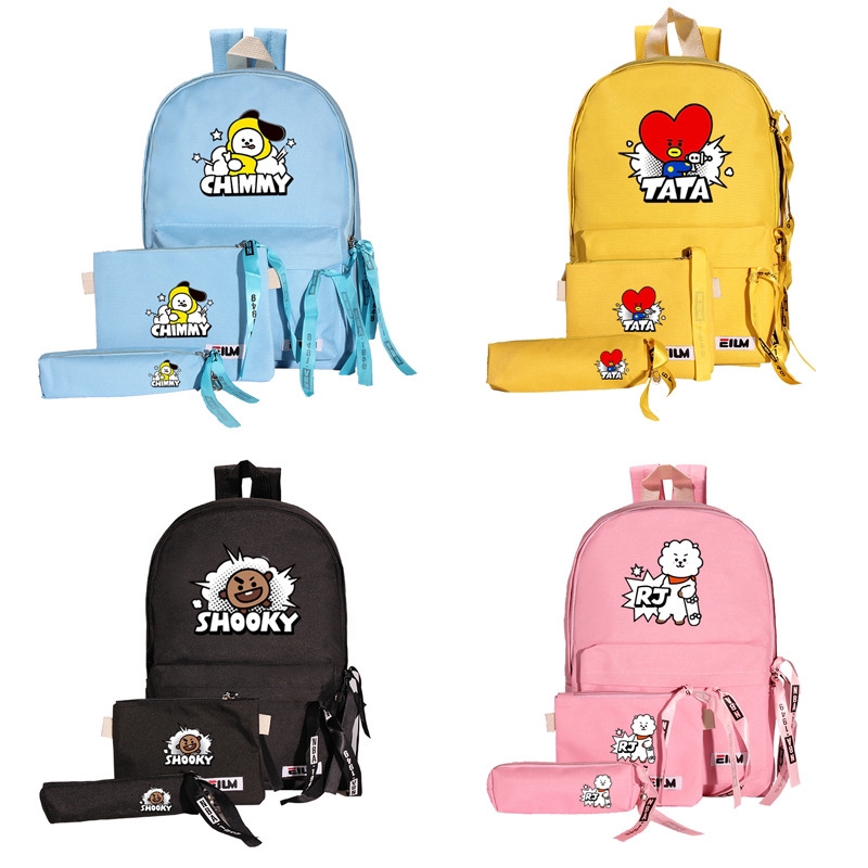 Ba Lô Vải Canvas In Hoạt Hình Bts Bt21 Dễ Thương Cho Học Sinh