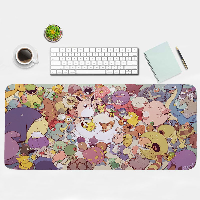 Tấm Lót Chuột Và Bàn Phím Chống Trượt In Hình Pokemon 30x60cm