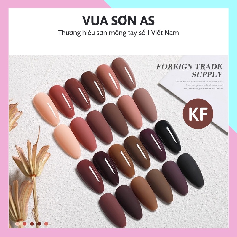 Sơn móng tay gel AS dùng máy hơ tone nâu cafe mã KF VUA SƠN AS 15ml