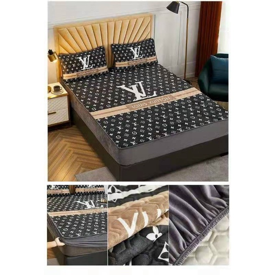 BỘ 3 MÓN GA GỐI NỈ NHUNG TRẦN TRÁM BO CHUN BỌC ĐỆM HỌA TIẾT THƯƠNG HIỆU