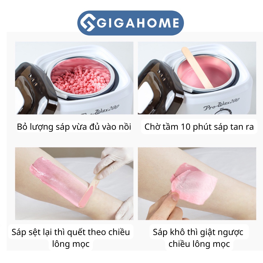 Sáp Wax Lông Sữa Dừa Màu Hồng Siêu Bám Lông GIGAHOME Dùng Cho Da Nhạy Cảm, Tặng Kèm Que 1010