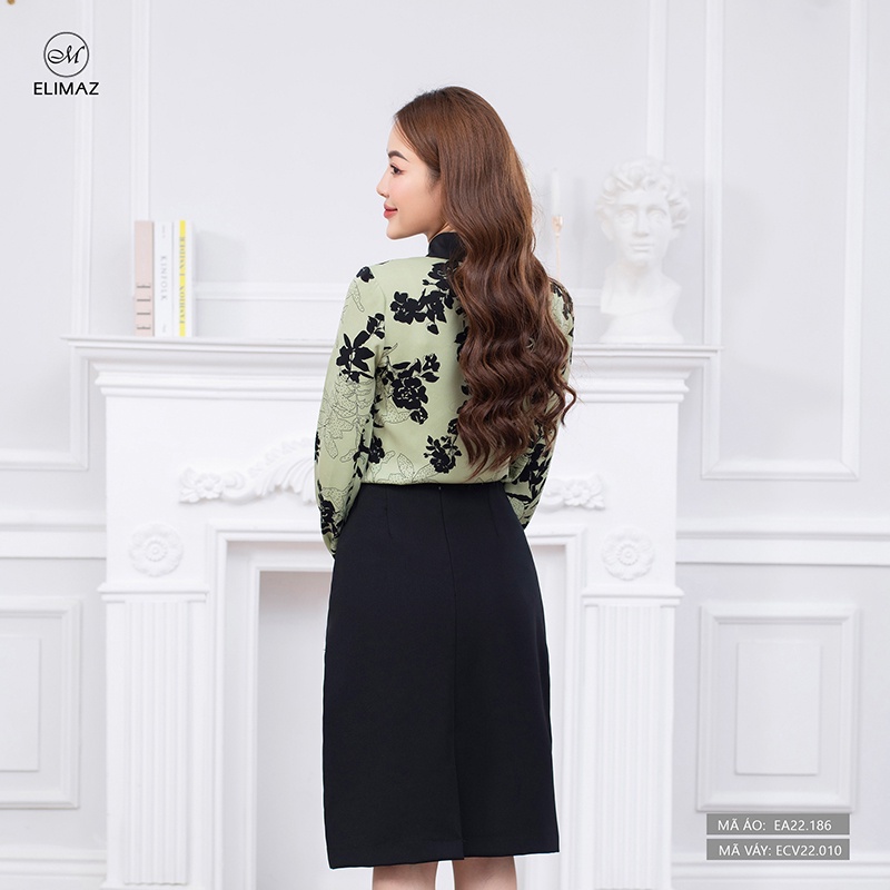 Sơ Mi Nữ  Áo Sơ Mi Công Sở Nữ Cổ Tròn Hoạ Tiết Phối, 4 màu, EA22.186