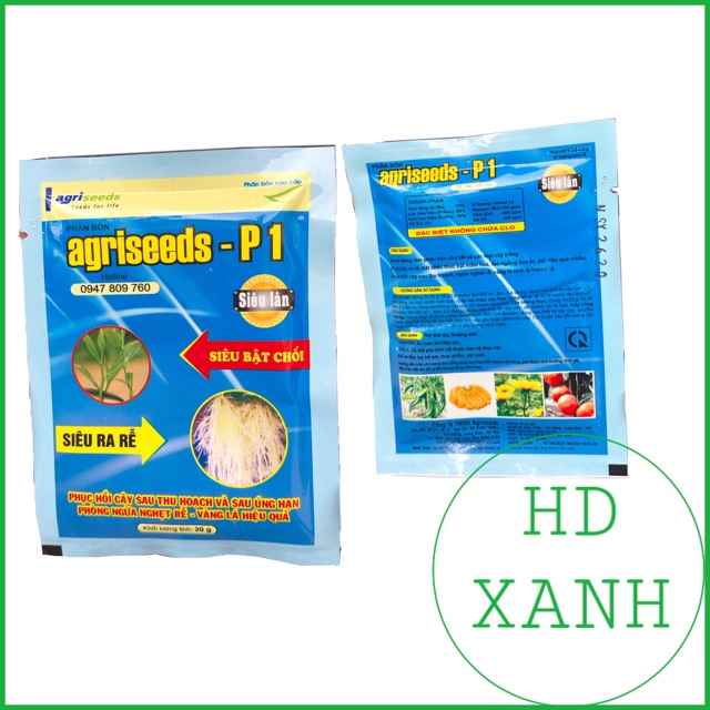 Phân bón lá siêu lân Agriseeds - P1 siêu ra rễ, siêu bật chồi gói 20g cực chất.