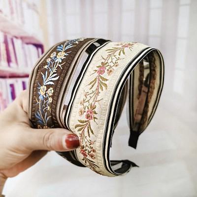 Băng đô cài tóc thêu hoa phong cách retro Âu Mỹ