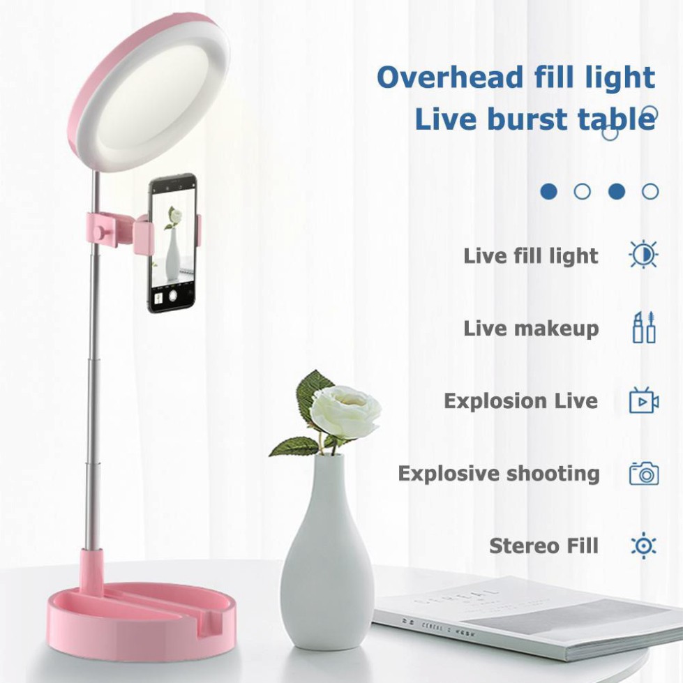 ĐÈN LED LIVESTREAM G3 TÍCH HỢP GƯƠNG TRANG ĐIỂM KÈM GIÁ ĐỠ ĐIỆN THOẠI ĐỂ BÀN CÓ THỂ GẤM GỌN ĐA NĂNG -ALZS