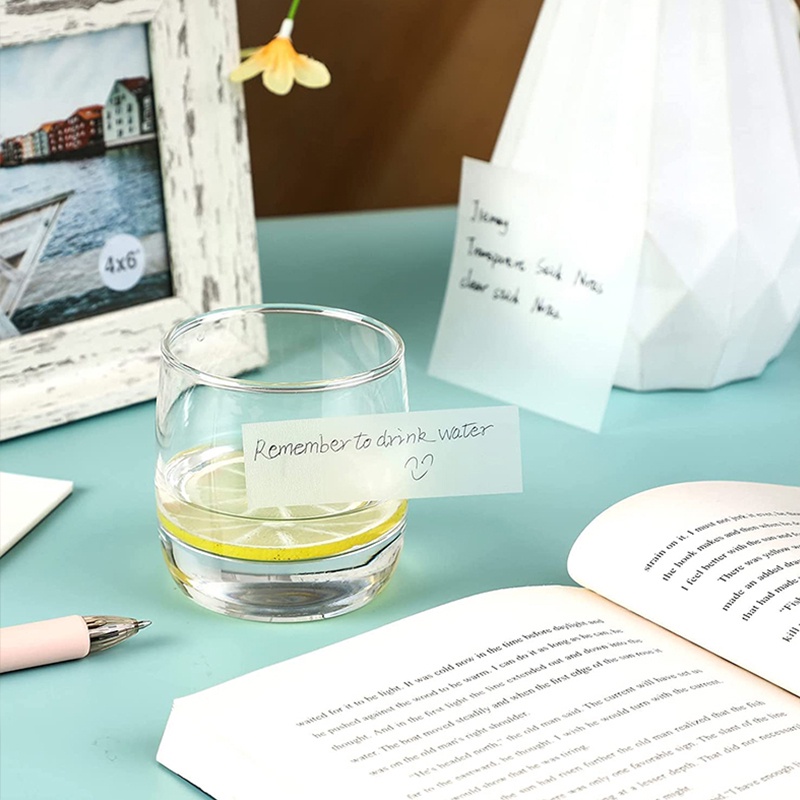 Set 50 Tờ Giấy Ghi Chú Tự Dính Trong Suốt Chống Thấm Nước Tiện Dụng