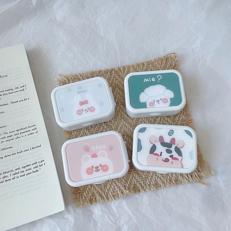 Khay Gương Mini 3D Thú Cute Mẫu Mới - Case Đựng Lens