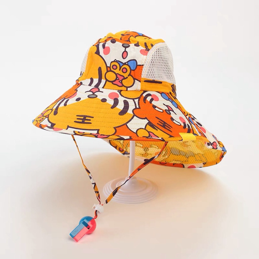 Nón Tai Bèo Vành Rộng Phối Lưới Thoáng Khí Thời Trang Đi Biển Mùa Hè Cho Bé