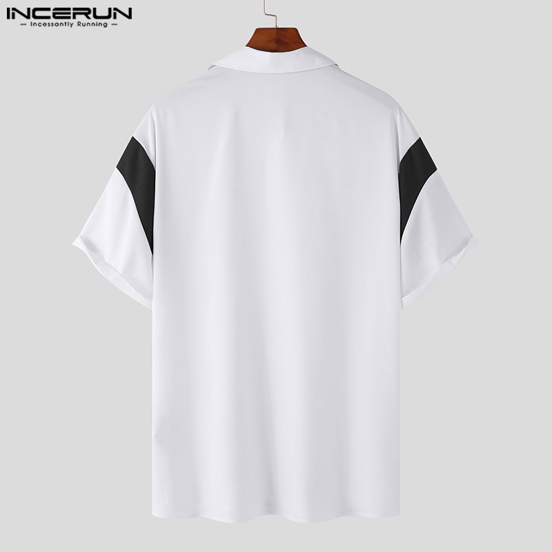 Áo sơ mi INCERUN tay lửng màu trơn phong cách Hàn Quốc cho nam