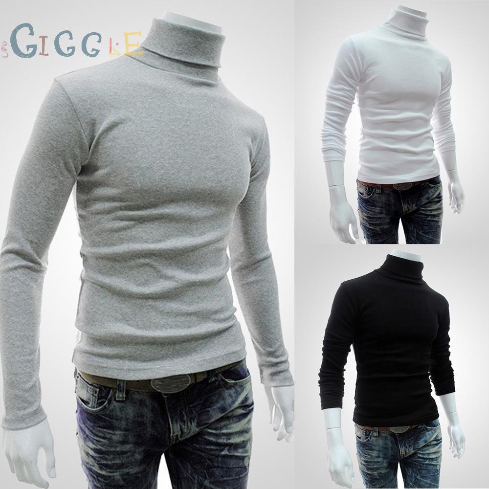 Mens Slim Turtleneck Long Sleeve Tops Pullover Warm Stretch Knitwear Sweater  hot sale readystock 2021