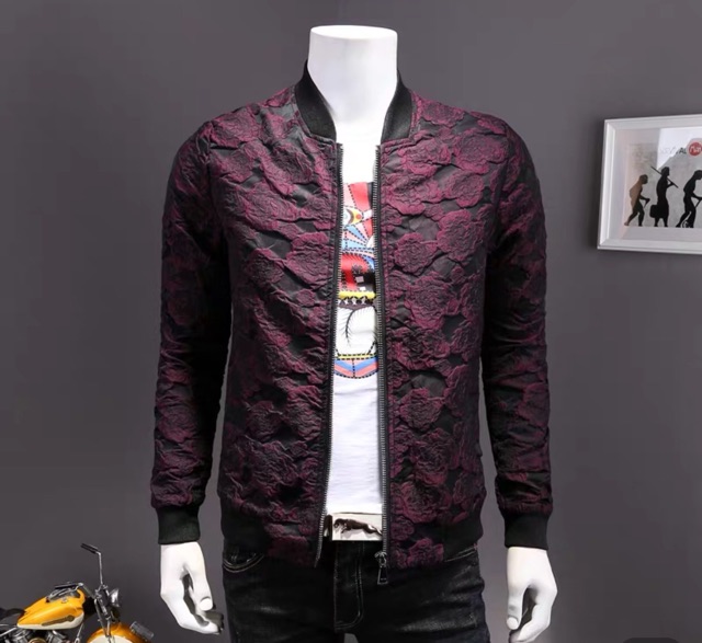 Áo khoác nam vân hoa hồng