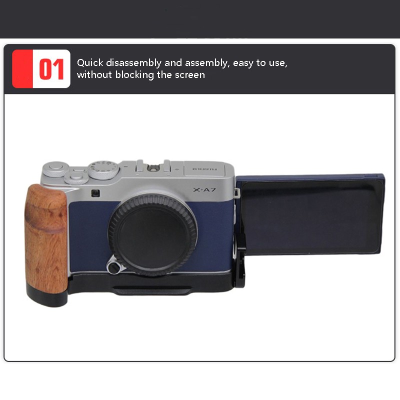 Quick Release Shaped Plate Holder Wooden Handle Protective Hand Grip Camera Bracket for Fuji X-A7 XA7