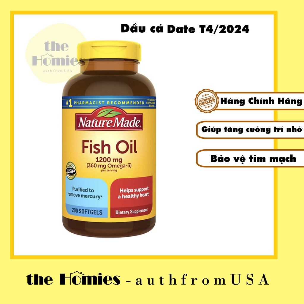 Viên dầu cá Nature Made Fish Oil Omega 3 200 viên (DATE XA)