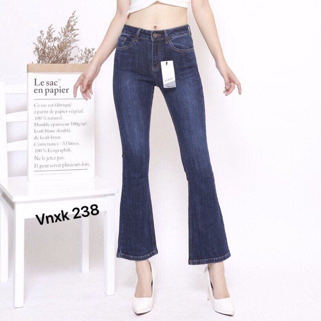 QUẦN JEANS NỮ ống loe dài 9 tấc hàng vnxk chất co dãn mềm siêu tôn dáng