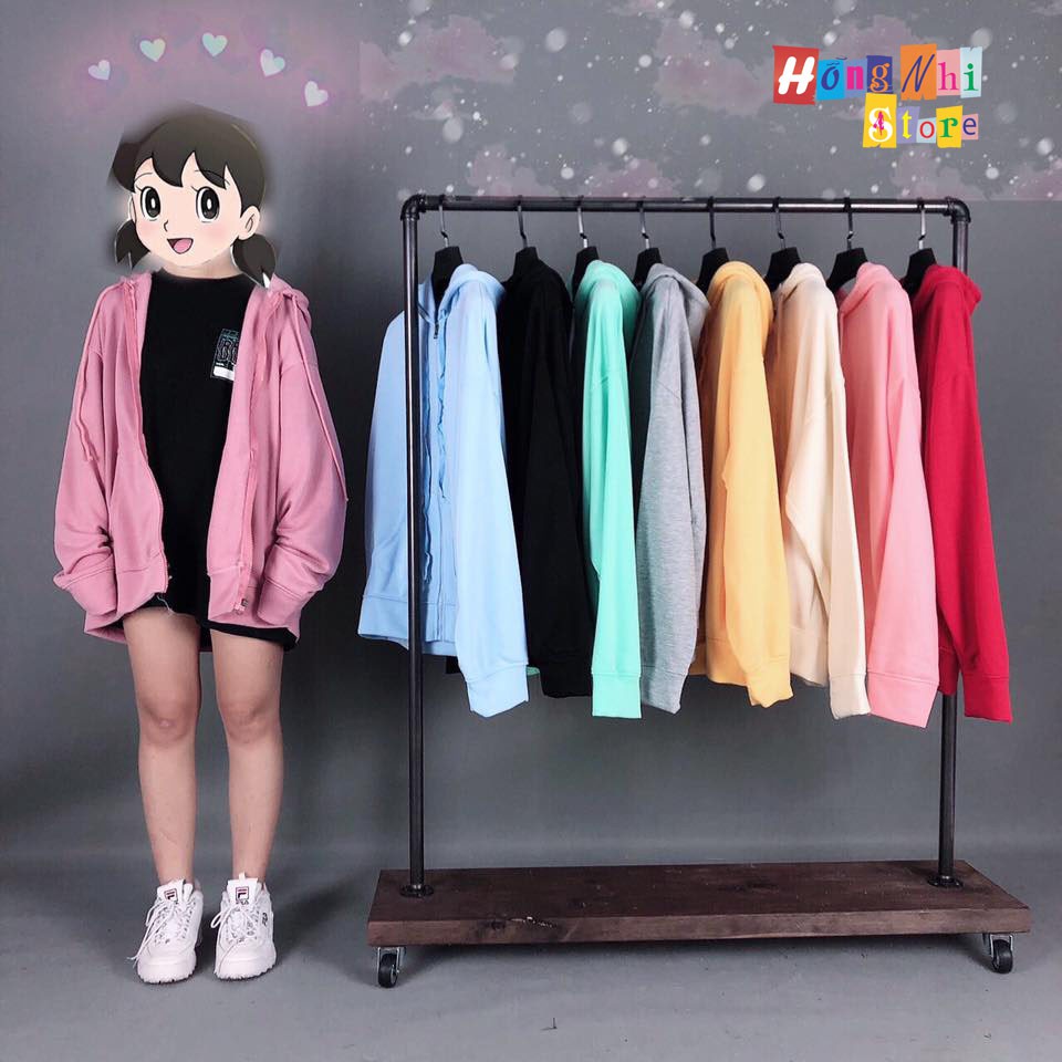 Áo Khoác Hoodie Zip Trơn Oversize Ulzzang Unisex Hoodie Dây Kéo Màu Kem Dáng Rộng - MM | BigBuy360 - bigbuy360.vn