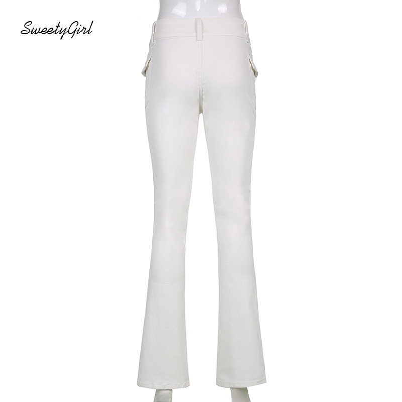 Quần Dài Ống Loe Màu Trơn Thời Trang Đường Phố Cho Nữ