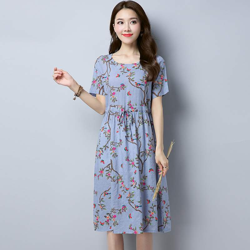 Váy đầm nữ thiết kế dáng rộng có dây thắt eo D94