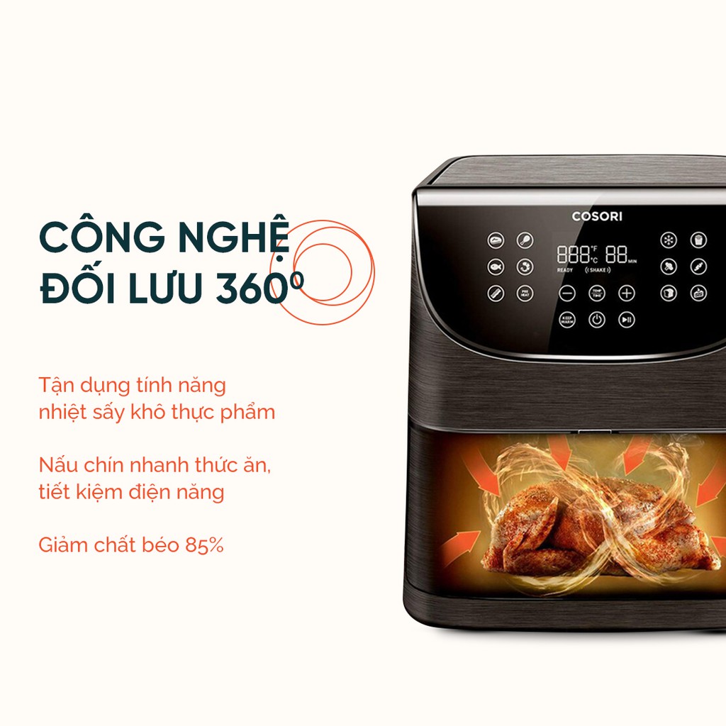 [TẶNG GĂNG TAY] Nồi chiên không dầu Cosori CP137 (3,5 lít) - 11 chế độ nấu thiết lập sẵn - Bảo hành chính hãng 2 năm