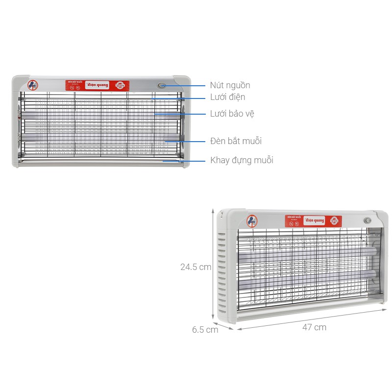 Đèn bắt muỗi Điện Quang ĐQ EML05L (483x65x245mm)