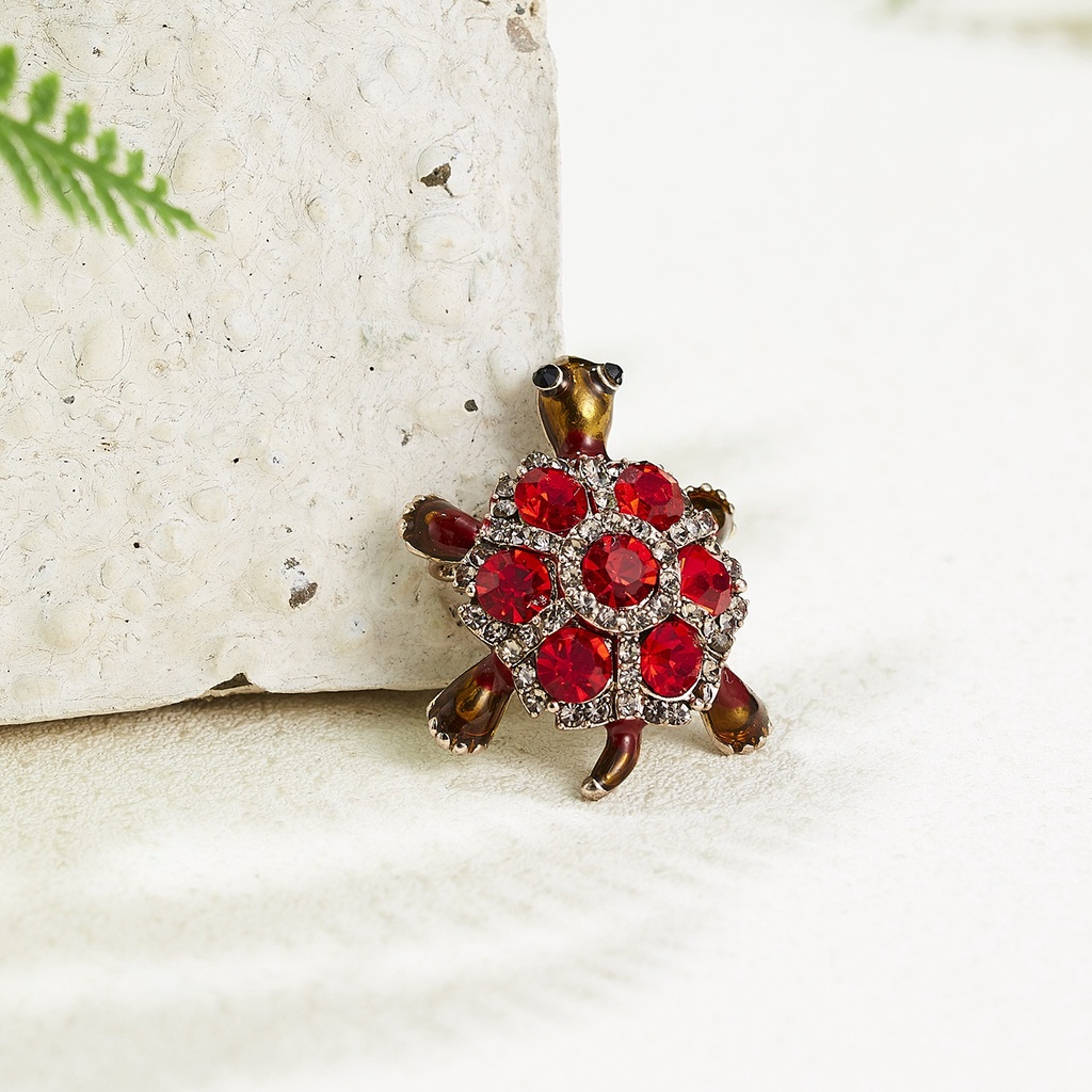 Trâm cài áo hình chú rùa đính đá dễ thương