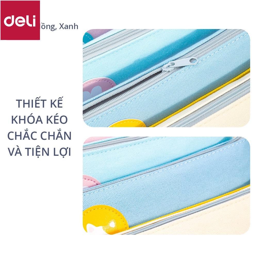 Túi đựng bút đồ dùng cá nhân bằng vải Canvas xinh xắn Deli - Vàng/Hồng/Xanh đậm/Xanh nhạt - 67172 [Deli]