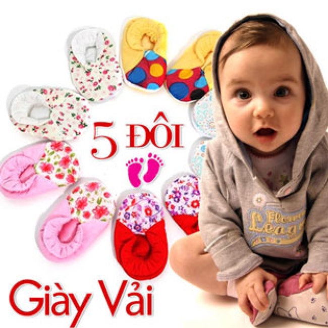 Combo 5 Đôi Giày Vải Cho Bé Gái cho bé từ 3-7 tháng