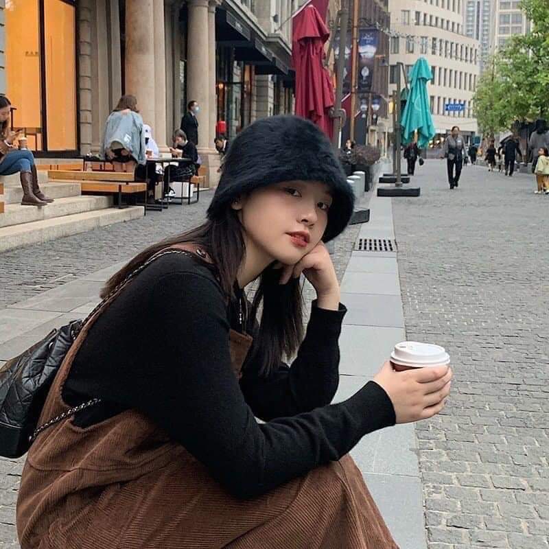 Mũ lông siêu mềm dáng cụp xinh xắn