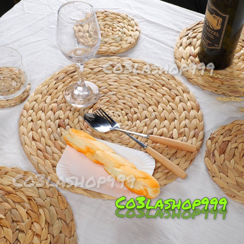 Thảm cói lục bình size 12, 20, 30, 37, 50, 60cm trang trí nhà cửa, chụp ảnh, lót sàn, decor quán