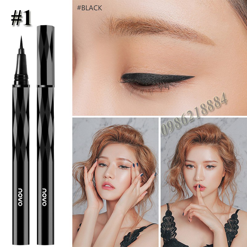 Bút kẻ mắt nước lâu trôi Novo kim cương nét vẻ mảnh khô nhanh, Cây kẻ mắt siêu mảnh Novo đầu cọ 0.01mm sắc nét mềm mại