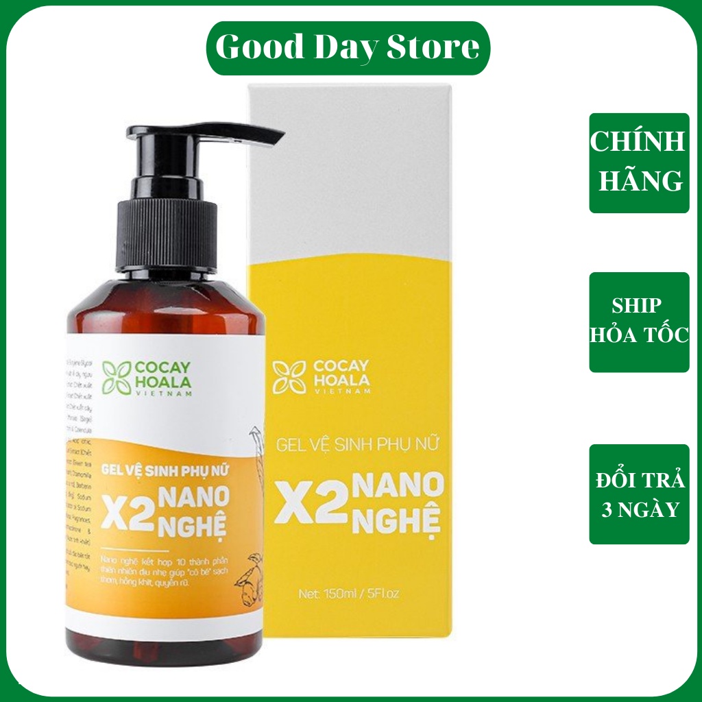 Dung dịch vệ sinh phụ nữ Giảm Ngứa Gel X2 Nano Nghệ Cỏ Cây Hoa Lá 150 ml