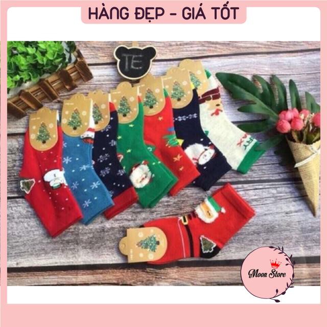 Set 10 đôi tất sắc màu Noel cổ cao cho bé 1-12 tuổi - Ảnh video thật