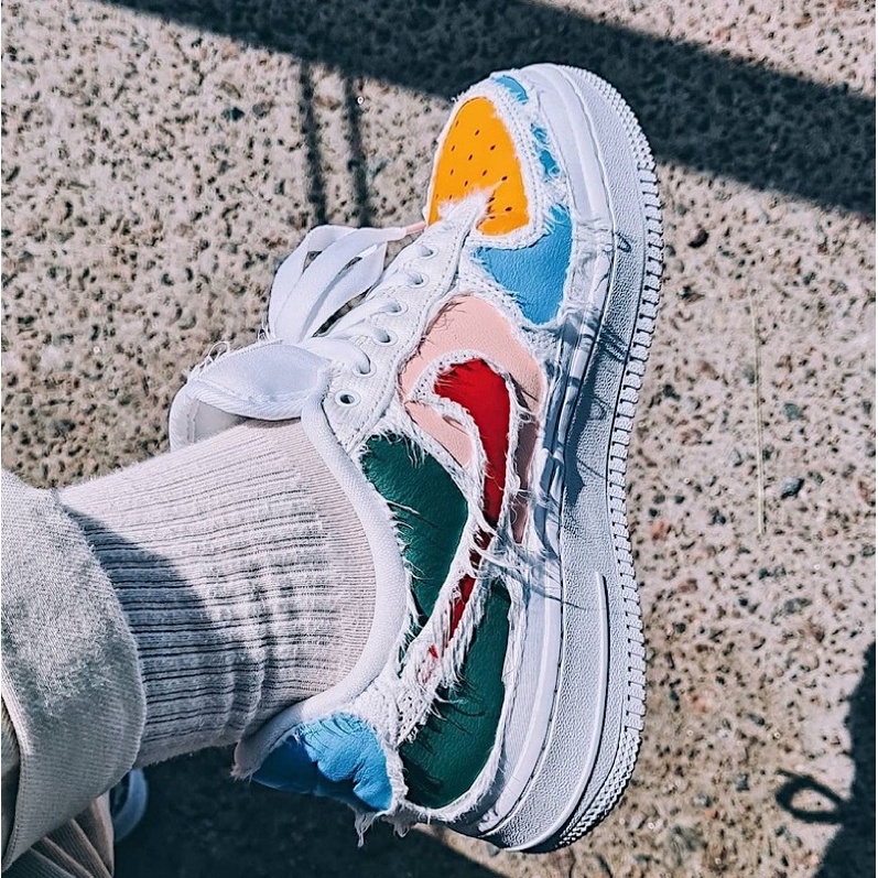 Giày Sneaker AF1 trắng xé, Giày AF1 nam nữ , Giày AF1 Tear Away (Fullbox)