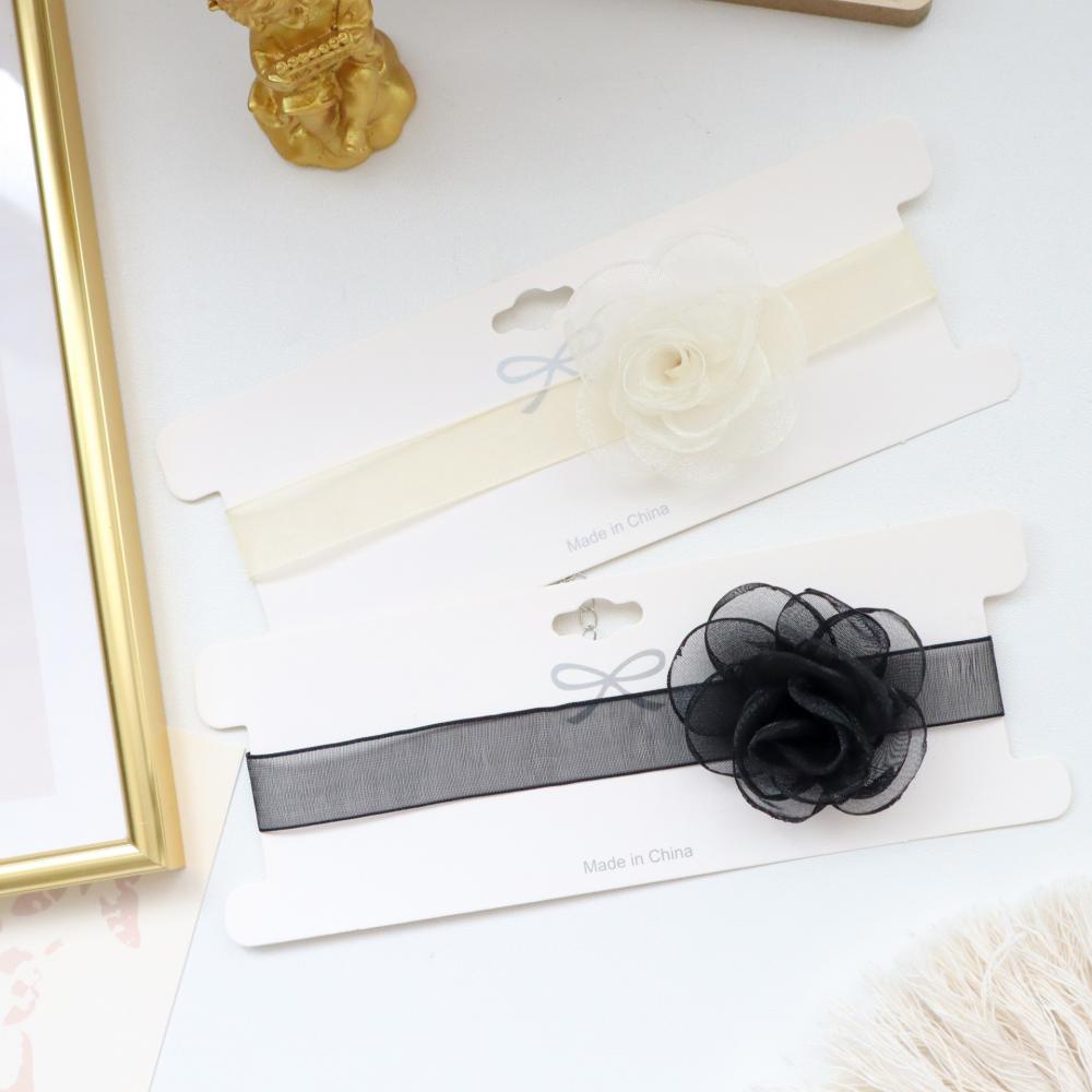 Vòng Cổ choker Vải Tuyn Hoa Hồng