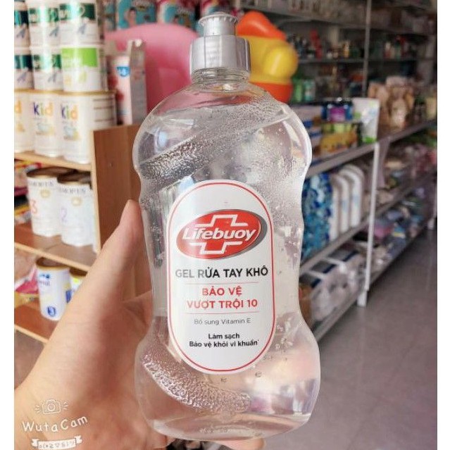 (rẻ vô địch 500ml) Gel rửa tay khô siêu sạch nhanh Lifebuoy bảo vệ vượt trội 10 (chai nắp bạc 500ml)