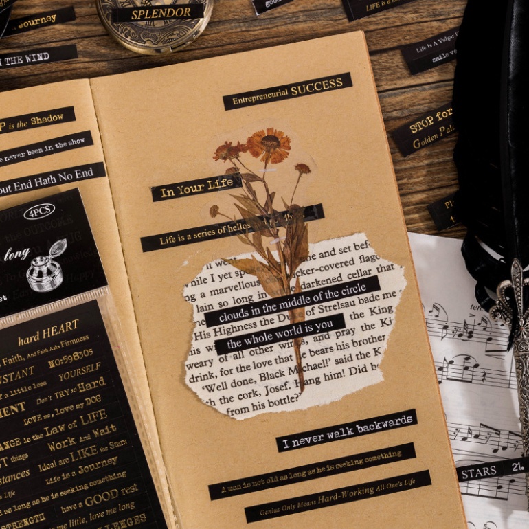 Set 4 tấm sticker câu quotes tiếng anh