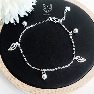 Vòng Tay, Lắc Chân Bạc S925 CaoBac Silver Họa Tiết Bi Lá Xen Kẽ Phong Cách Nhẹ Nhàng Cho Nữ