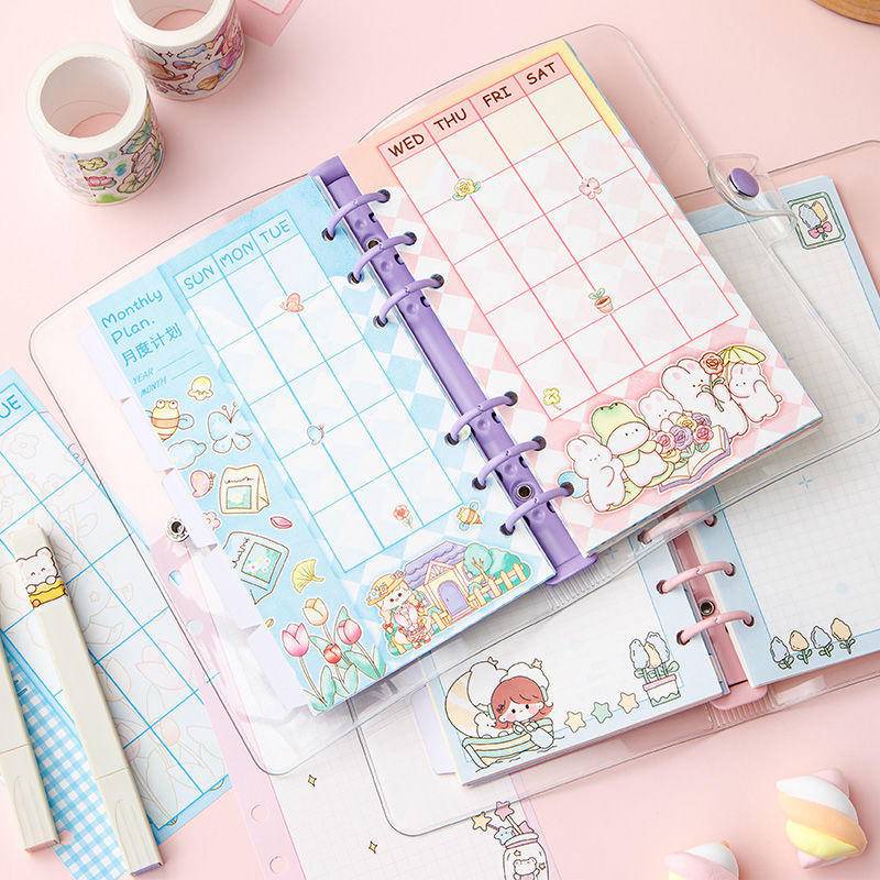 ⭐ iLado ⭐ binder A6 sổ tay tài khoản tay sáng tạo dễ thương vở kẻ ngang sổ ghi chép sổ ghi chú mini notebook sổ tay ghi chép vở lò xo kẻ ngang sổ lò xo kẻ ngang marker học văn phòng phẩm sổ ghi chú sticker tập vở