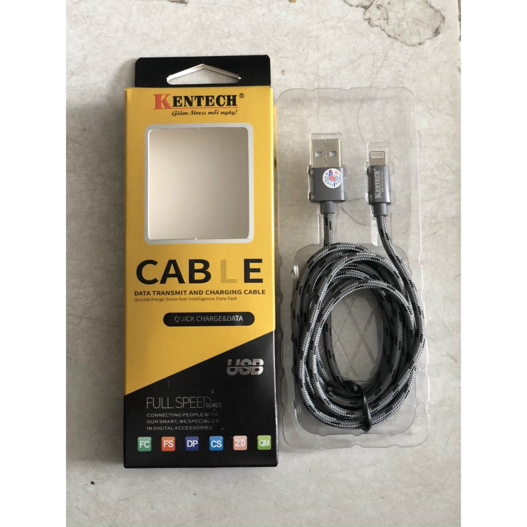 BÁN SỈ - CÁP KENTECH DÂY DÙ 2 M IPHONE VÀ TYPE-C