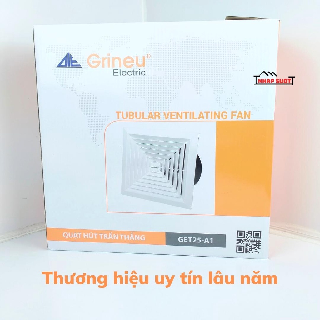 Quạt Thông Gió Hút Trần Thẳng GRINEU Lỗ Chờ 30x30 cm GET25-A1