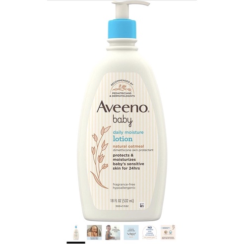 [Date 07-2023] Sữa dưỡng ẩm Aveeno Baby Daily Moisture Lotion Fragrance Free 532ml