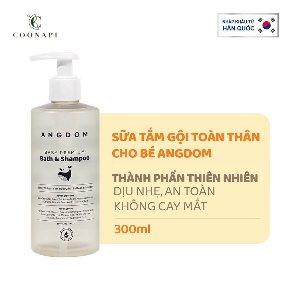 Sữa Tắm Gội Thiên Nhiên Cho Bé Dịu Nhẹ &amp; Dưỡng Ẩm ANGDOM Baby Premium Bath &amp; Shampoo