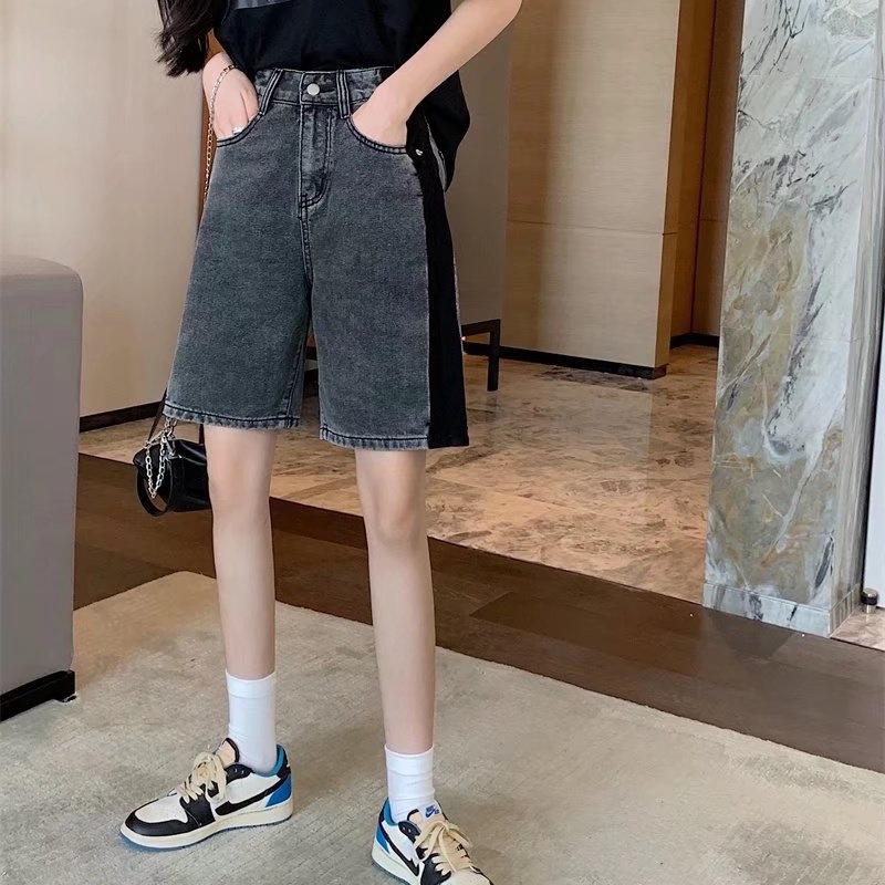 Quần Short Denim Lưng Cao Ống Rộng Phong Cách Hàn Quốc Thời Trang Mùa Hè Hàng Mới Dành Cho Bạn Nữ