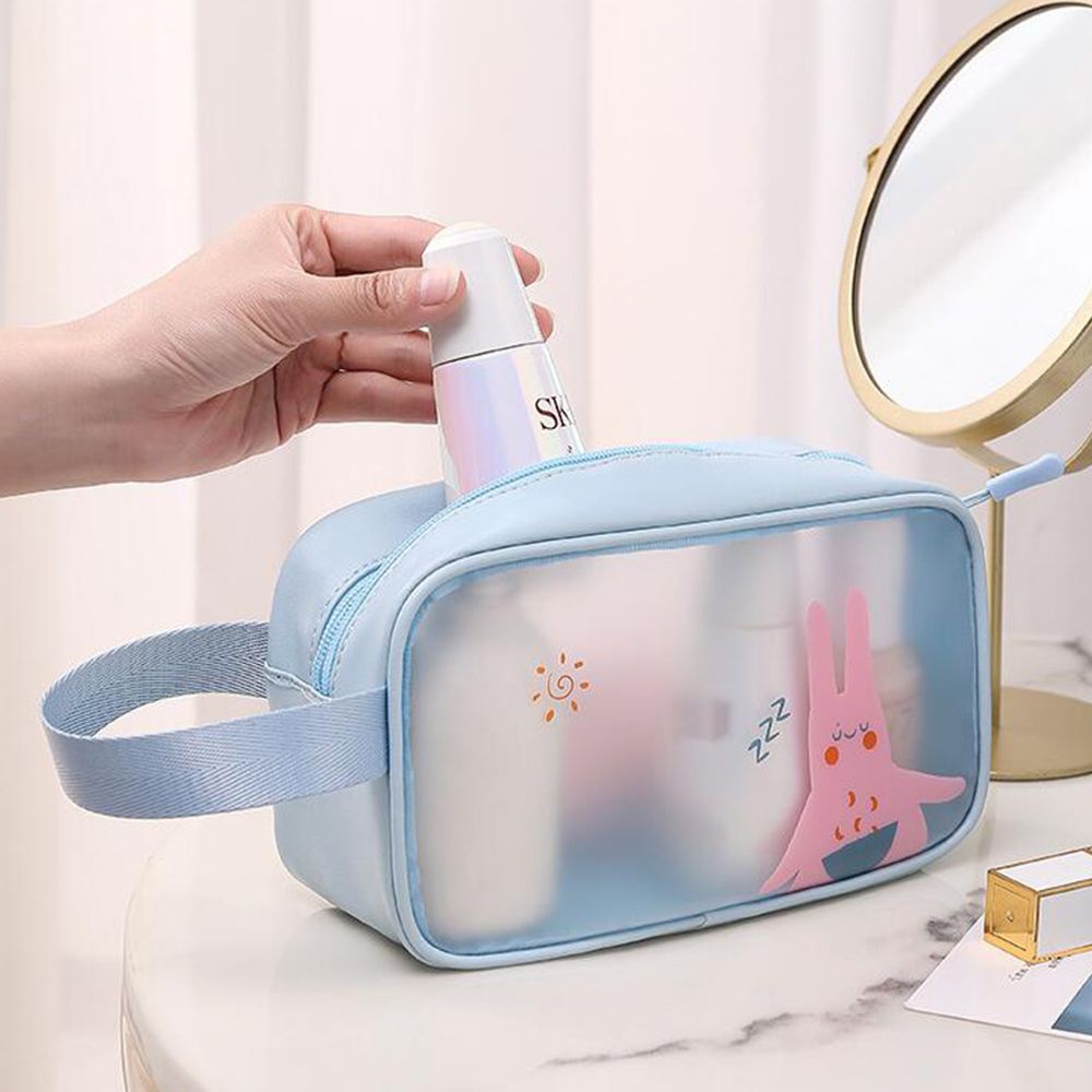 Túi đựng mỹ phẩm trong suốt chống thấm nước họa tiết hoạt hình có khóa kéo tiện dụng mang theo du lịch
